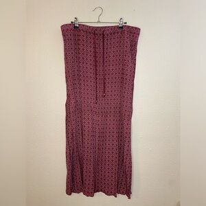 Eddie Bauer long maxi skirt | boho print | burgundy | size Large